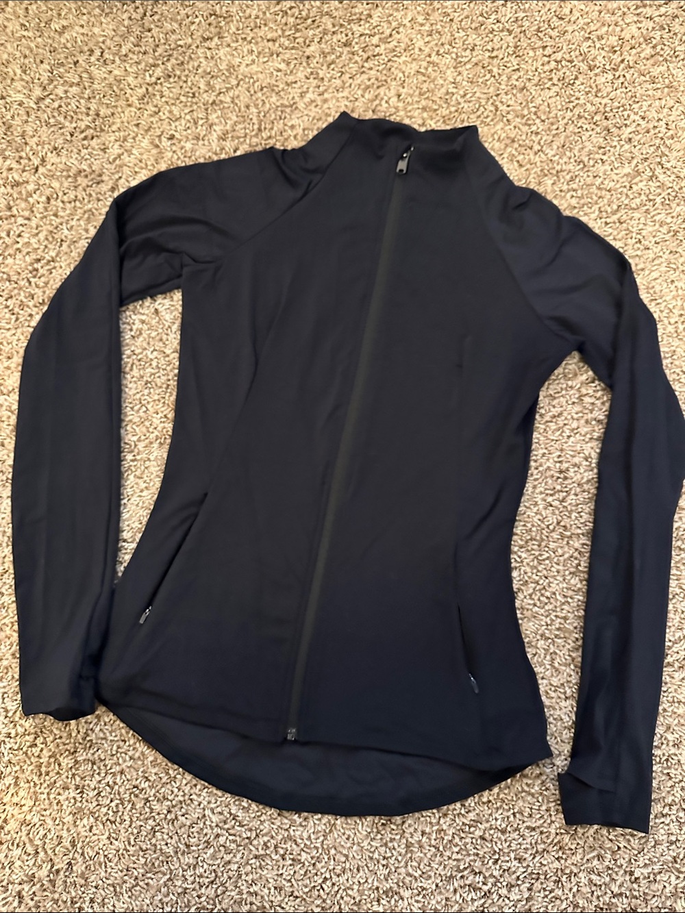 Women's Black Full-Zip Performance Jacket Athleisure Yoga Workout XS